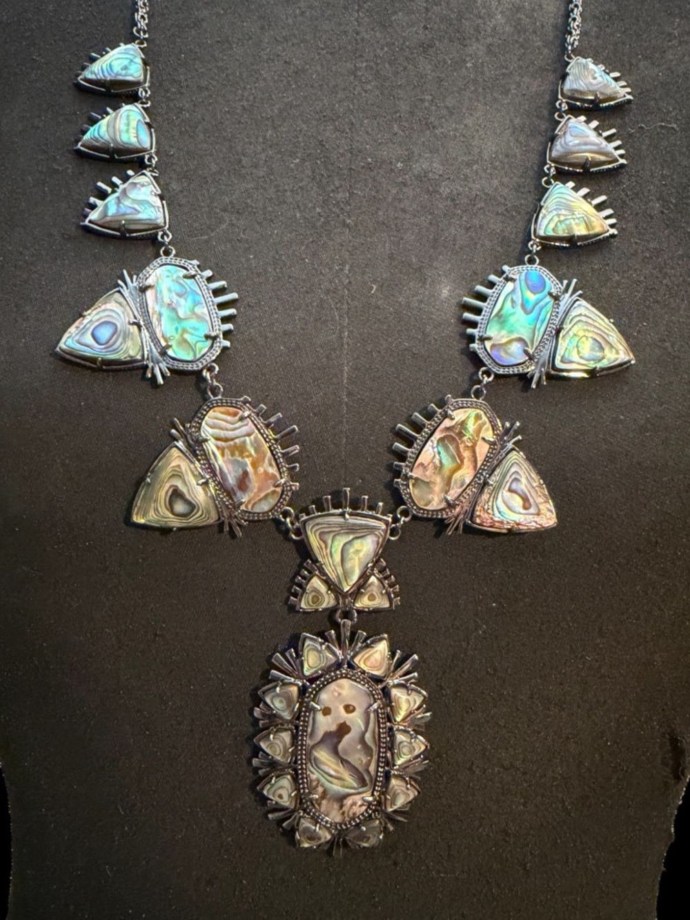 Kendra Scott Havana Gunmetal Necklace in Abalone, Yellow Rose Collection HTF - Picture 6 of 8
